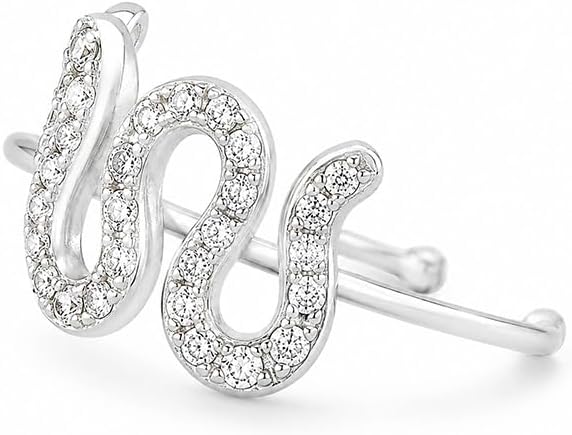 White Sapphire Snake 14k White Gold Adjustable Toe Ring