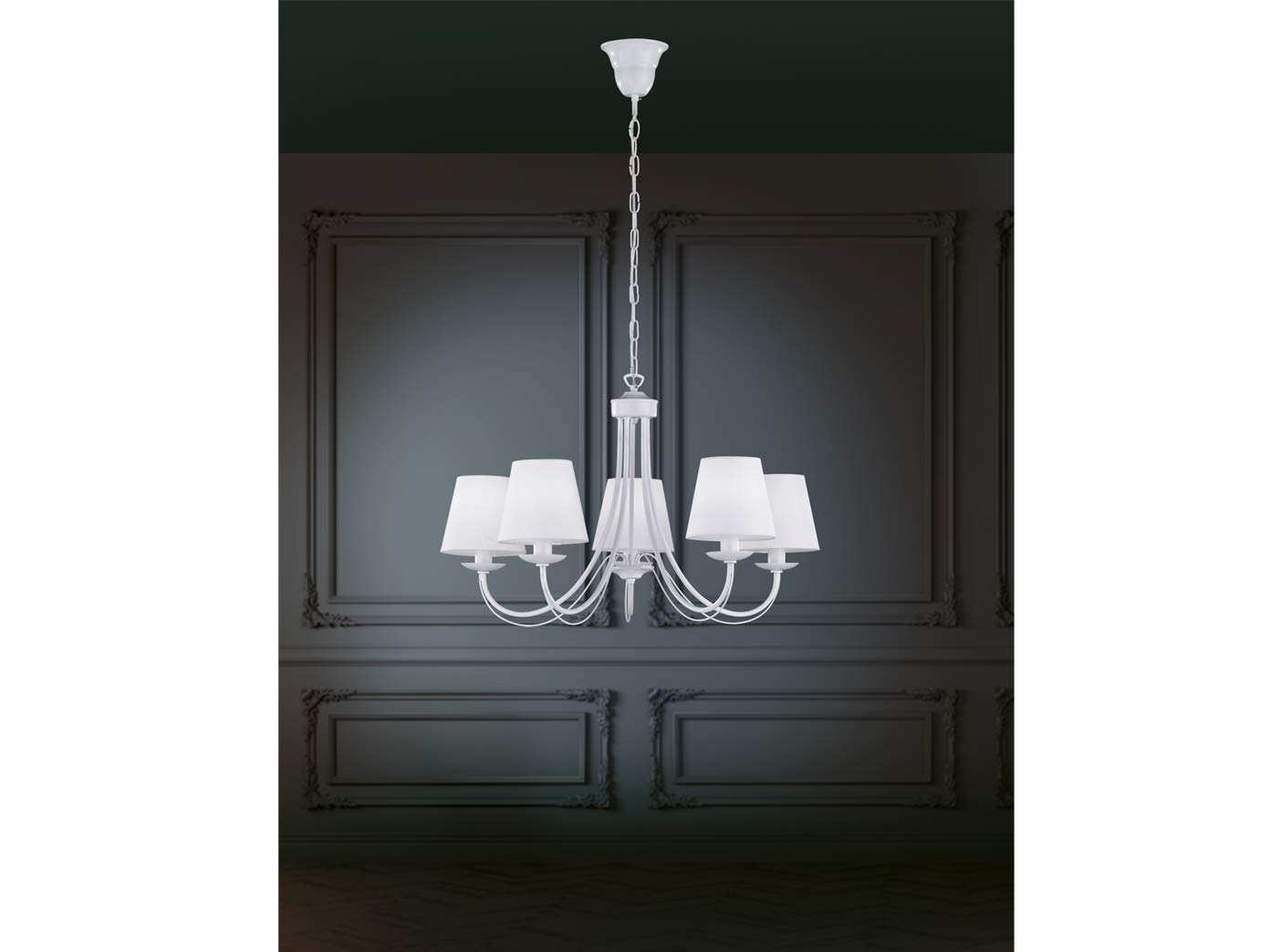 Trio Leuchten Lampadario E14, 28 W, Bianco Opaco, 66 x 66 x 150 cm