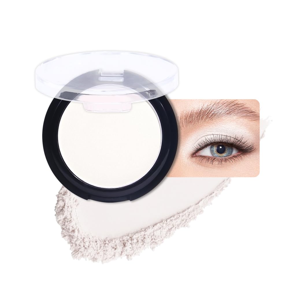 Monochrome Matte Eye Shadow Palette,Pearl White Neutral Nude Matte Pressed Powder Single Eyeshadow,Highly Pigmented Natural Long Lasting Naturing-Looking Eyeshadow,Talc,Paraben Vegan & Cruelty Free