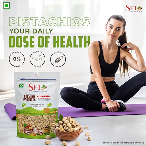 Image of SFT Premium Californian Roasted & Salted Pistachios 500g | Pista Dry Fruit | Rich In Protein, Phosphorus | Dietary Fibre, Premium Nuts & Dry Fruits | Shelled Nuts, Crunchy | Delicious Healthy Snack