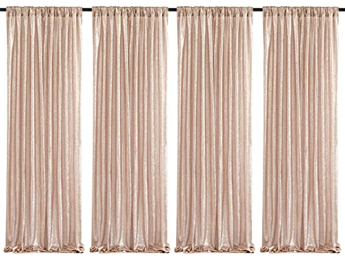 Image of Sequin Backdrop 4 Packs 2ftx8ft Champagne Shimmer Baby Shower Curtains Wedding Party Background Drapes Photograph