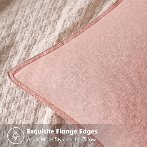 Image of MIULEE Decorative Linen Pillow Covers 20x20 Inch Pink Boho Farmhouse Neutral Valentine Spring Couch Throw Pillows for Bed Pack of 2 Accent Modern Pillowcase Sofa Livingroom Home Decor
