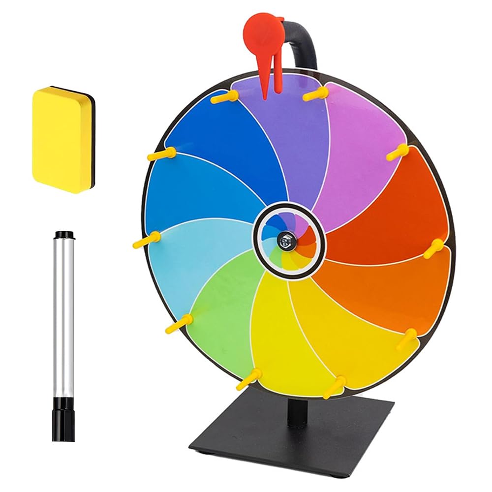 Ruota della fortuna da ruotare, 30 cm, 10 slot, ruota della fortuna, con strumento di montaggio, ruota della fortuna da personalizzare con supporto per giochi della lotteria, feste, promozione