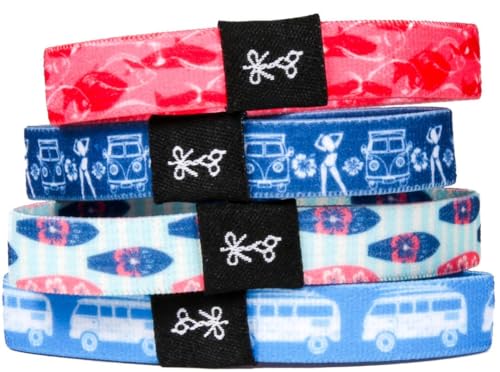 Hair Ties For Men | World-Famous Hair Ties For Guys | No-Break, No-Rip, No-Crease Bracelet Hair Bands | 4 Pcs Soft Elastic | 100 lb Strength (The Kokomos)