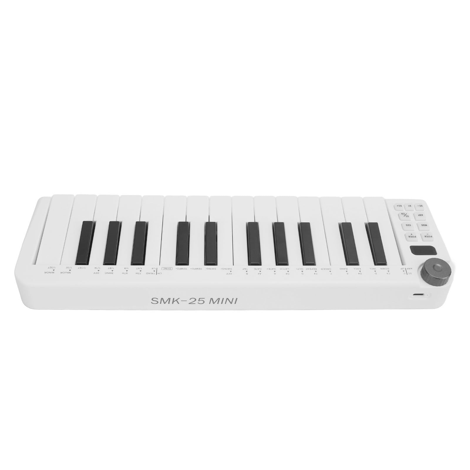 Controlador de Teclado MIDI de 25 Teclas, Material ABS, Controlador MIDI USB Portátil con Teclas Sensibles y Conexión Inalámbrica para Producción Musical