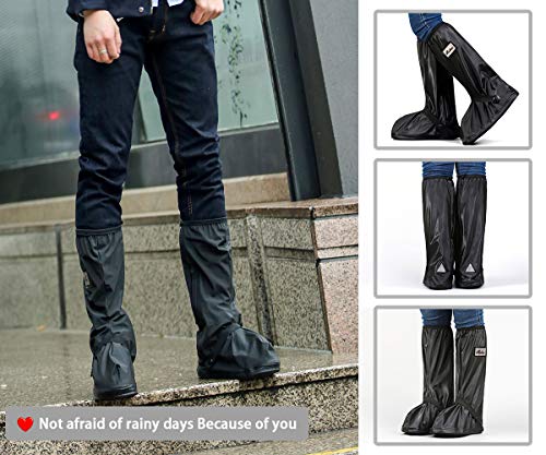 Durui Black Waterproof Shoes Cover With Reflector, Reusable And Foldable Snow Rain Boot Shoe Cover For Man Women (M) #TOP1