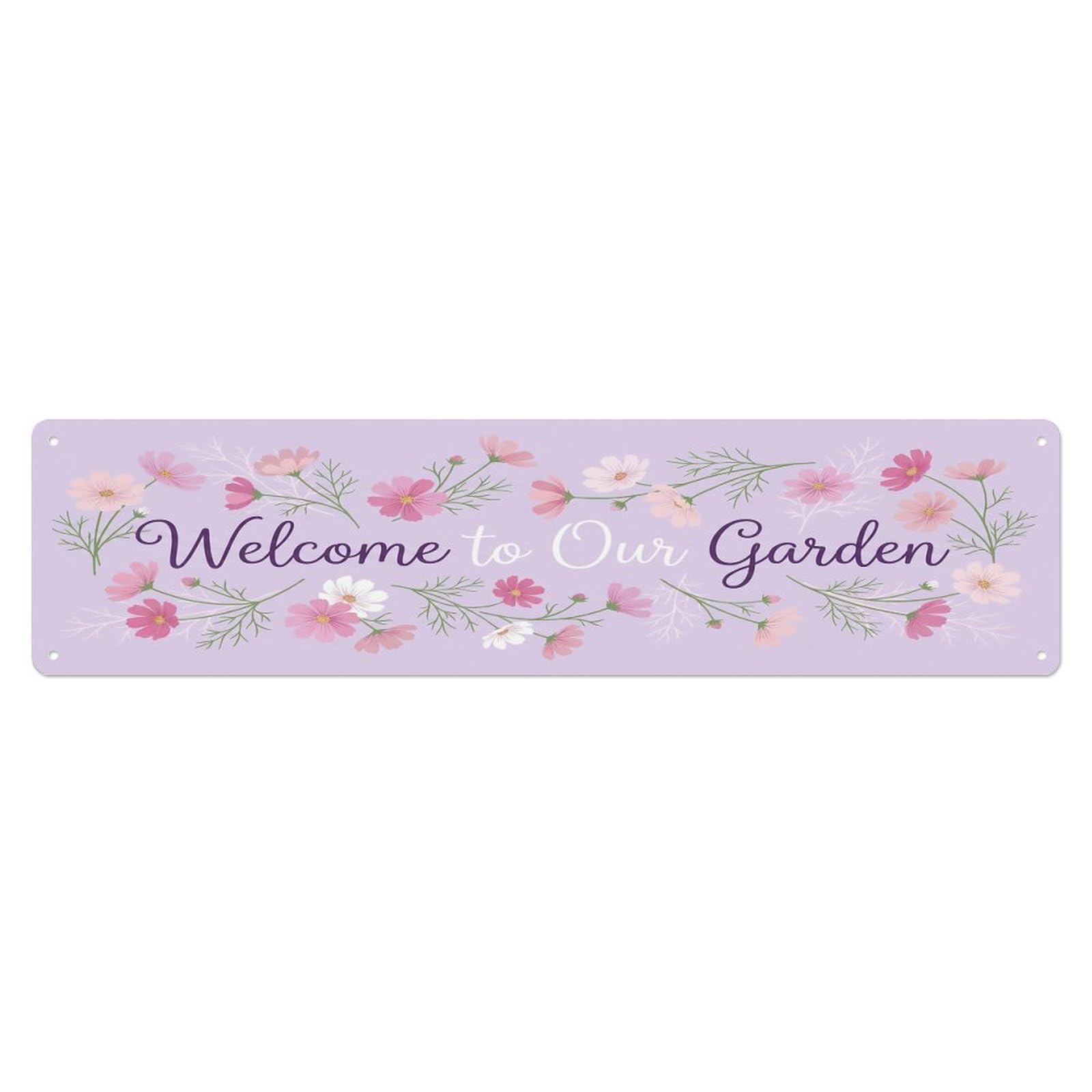 Vintage Welcome to Our Garden Cosmos Flower Metal Tin Sign