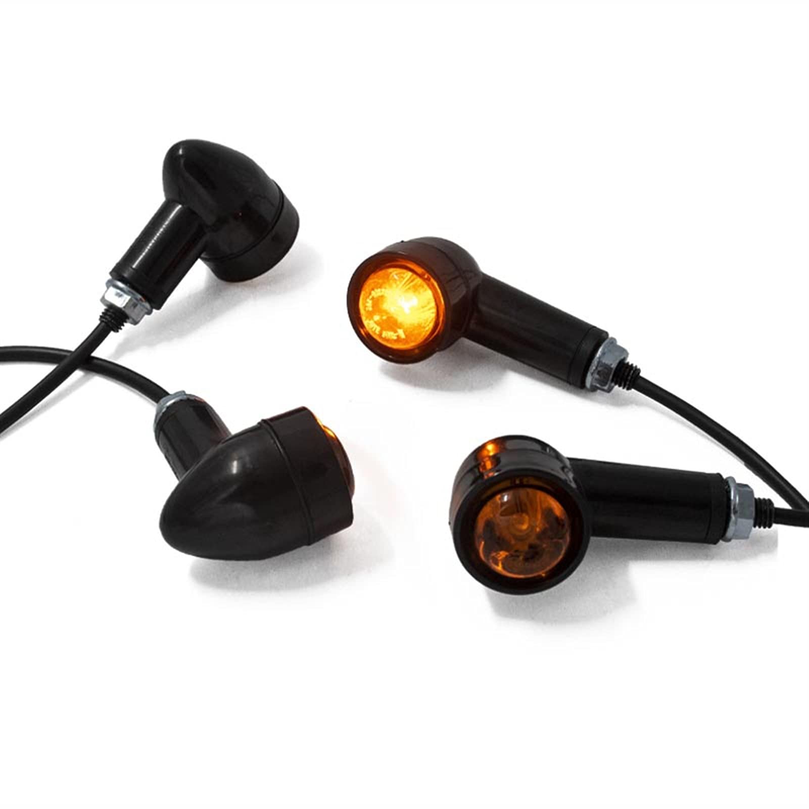 Clignotant Moto LED,Clignotant Moto Vintage Universel Vintage Turn Signal Signal Signal Signaler Un indicateur de Direction de la Lampe de Direction(Rear 1 Pair)
