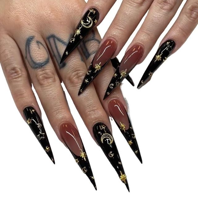 UñAs Postizas 24 uñas postizas largas con forma de almendra, puntiagudas, a presión(AA1)