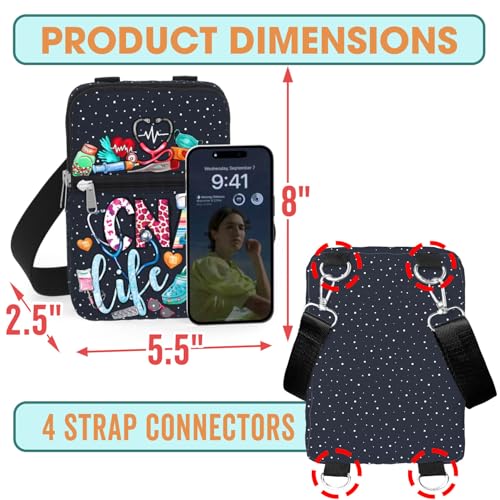 84hoods Waterproof Crossbody Phone Purse. Cell Phone Bag for Women with Adjustable Long Strap. Gift for CNA Nurse. CNA Life Galaxy.2