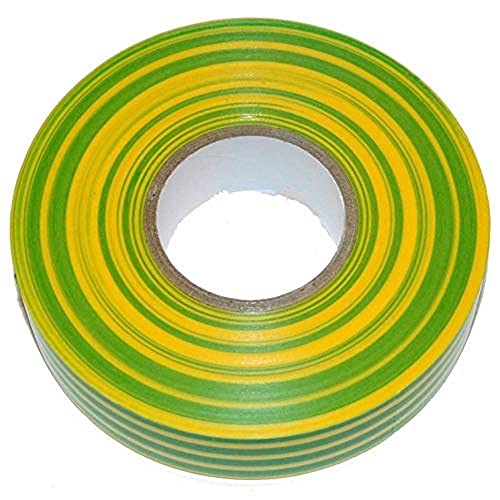 Image of Merriway BH07518 (2 Pcs) PVC Electrical Insulation Tape 19mm x 5M (3 /4 inch x 195 inch / 16.25ft) Green /Yellow - Pack of 2 Pieces