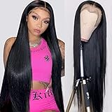 mengkai 30 Inch Straight Lace Front Wigs Human Hair Pre Plucked Bleached Knots 13x4 HD Lace Front Wigs Human Hair 180% Density Lace Frontal Wigs Human Hair with Baby Hair Glueless Wigs
