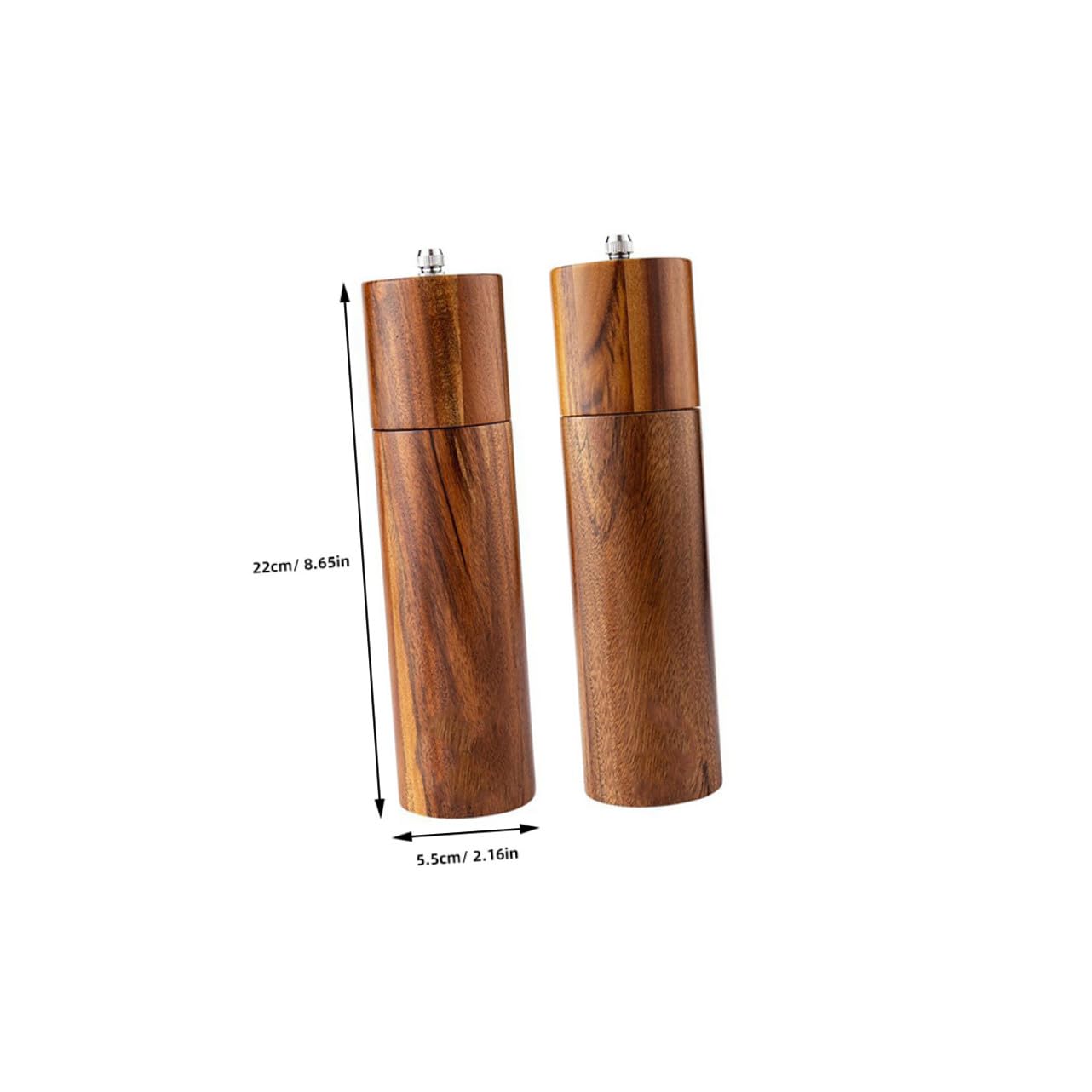 Manuelle Pfeffer und Salzmühle aus Akazienholz mit Keramikmahlwerk 8 Zoll Nachfüllbar Küchengewürzmühle für Pfeffer Salz und Kaffeebohnen