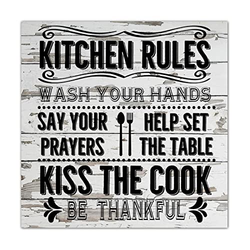Plaque murale en bois avec citation de cuisine style ferme 40x40 cm