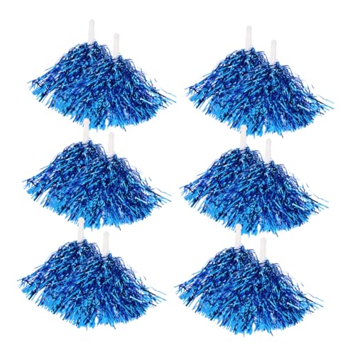 Totority Metallic Foil Handle Pom Poms 12pcs Cheerleader Set Fun Cheer Supplies Dance Team Accessories School Sports Decor