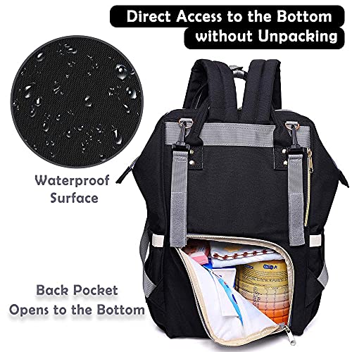 Beejirm Diaper Bag Backpack, Multifunction Waterproof Travel Back Pack Maternity Baby Nappy Changing Bags Black #TOP3