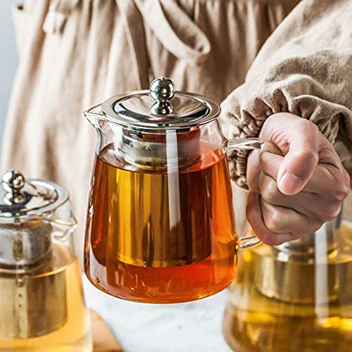 Bule de vidro, infusor de aço inoxidável perfeito para chá, bule de vidro com infusor bule de chá, c