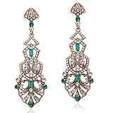 BABEYOND Pendientes vintage de los años 20 con brillantes, estilo Art Deco Flapper, para disfraz de Gatsby, fiesta de los años 20 y bodas, Zinc
