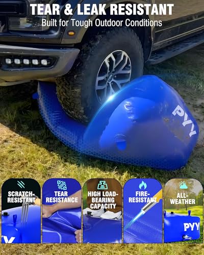 Image of PYY Water Storage Bladder - Foldable Portable Water Bladder Tank with Spigot Large Water Bob Bathtub Emergency Water Bladders for Outdoor RV Car Camping Overflow Kit Blue
