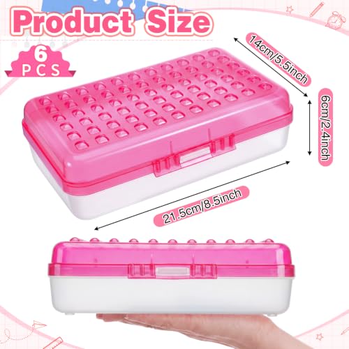 Image of Blulu 6 Pack Plastic Pencil Boxes Bulk Large Pencil Case,Pink | 8.5 x 5.5 x 2.4in, with Snap Lid, Large Capacity Pencils Holder for Organize and Carry, Watercolor Pens Stationery for Office