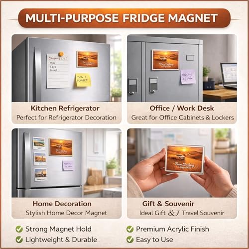 Image of Decorative Fridge Magnet with Glowing Border | Pack of 1 (Lonavala, Maharashtra, 4x3 inch - Golden Border)