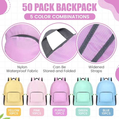 Image of Eccliy 50 Pack Backpacks Bulk 17 Inches Back Pack Basic Backpack for Adult Lightweight Outdoor Travel Bookbags (5 Basic Color)