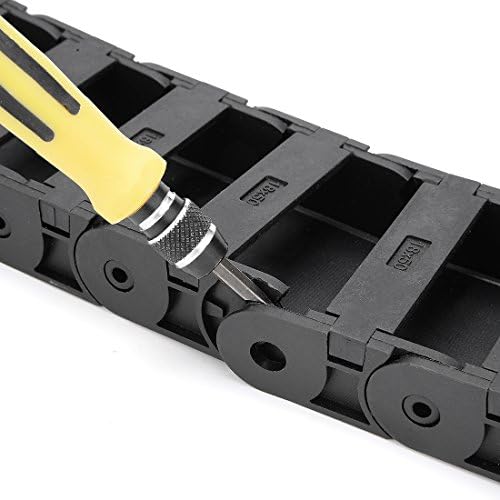 sourcing map R38 18mm x 50mm Black Plastic Semi Closed Cable Wire Carrier Drag Chain 1M Length
