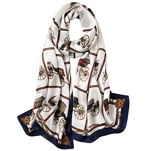 Estolas fular de seda fina natural bufanda mujer temperamento retro elegante