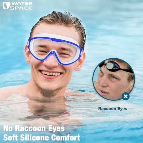 Image of Water Space 2 Pack Swim Goggles Swimming Goggles for Youth Adult Men Women Anti-fog UV Protection Waterproof Large Frame 180 Wide View Clear Vision Swimming Goggles Pool Water Goggles Easy to Adjust