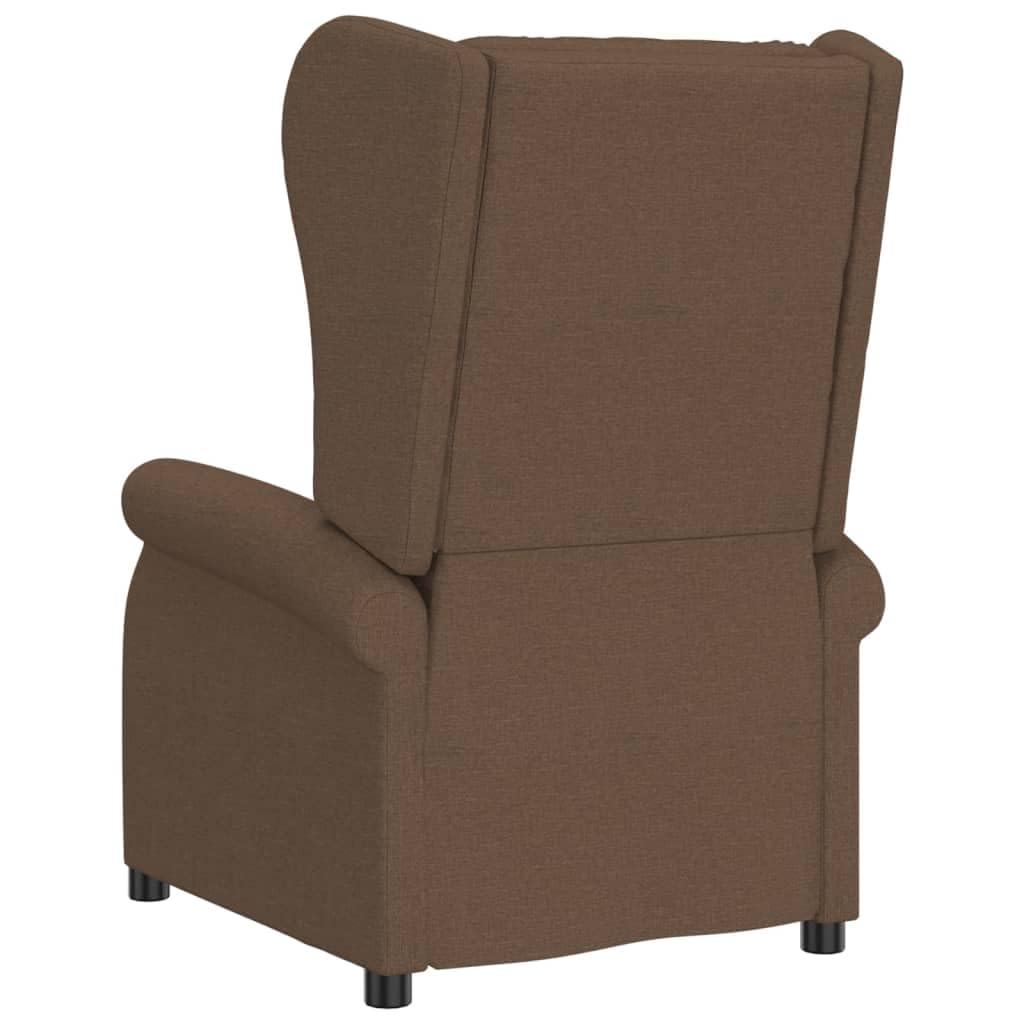 Sillón Orejero Reclinable Eléctrico Tela Marrón | 3 Posiciones Reclinables, Control Manual 2 Botones, Estructura Madera y Metal, Asiento Acolchado