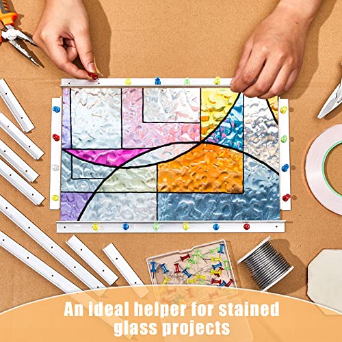 12 pcs stained glass supplies layout block system 12 inch 6 inch 3 inch for stained glass panels with 60 mix color push pins tools 3 sizes