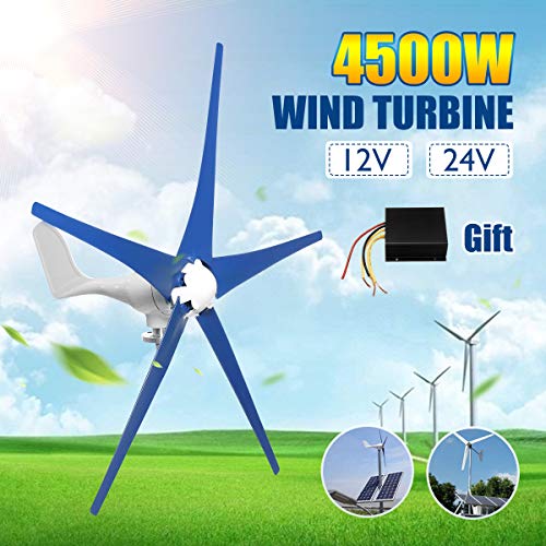 SHIJING 4500W Wind Turbines Generator 12V/24V 5 Blades Horizontal Wind Generator With Controller Windmill Energy Turbines Charge,24v