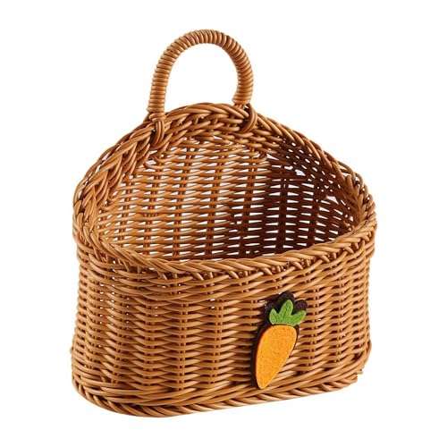 GINTBN Cesta colgante tejida de mimbre para colgar en la pared, cesta de almacenamiento tejida para estantes, cesta de almacenamiento para plantas, cesta de almacenamiento tejida pequeña con asa