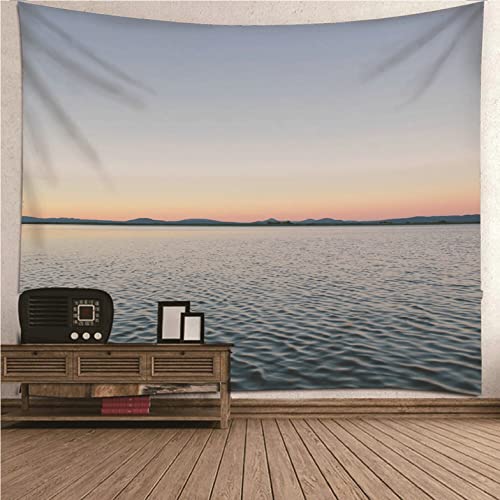 Tenture Isdreem gris motif drole design ciel mer du soir drap mural 200x200