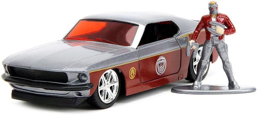 Jada Marvel Guardians of The Galaxy 1:32 1969 Ford Mustang Die-Cast Car & 1.65" Starlord Figure, Toys for Kids and Adults