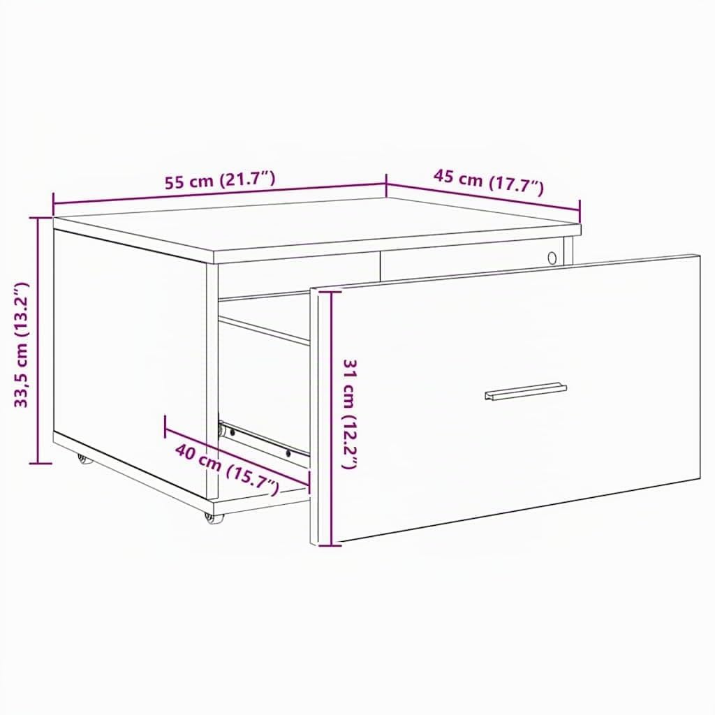vidaXL Mobile con Cassetti con Ruota Bianco 55 x 45 x 31 cm, Mobiletto Rettangolare Moderno, Soluzione di stoccaggio Ampia per casa, Spazio organizzato e Minimalista