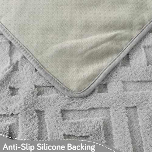 Image of HOKIPO 'Velvet Maze' Premium Anti Slip Sofa Cover Mats for L Shape and 1 /2 /3 Seater Sofa. Make Your Own Sofa Cover Set, 70(D) x 90(L) cm, Light Grey (AR-5904-LGRY)