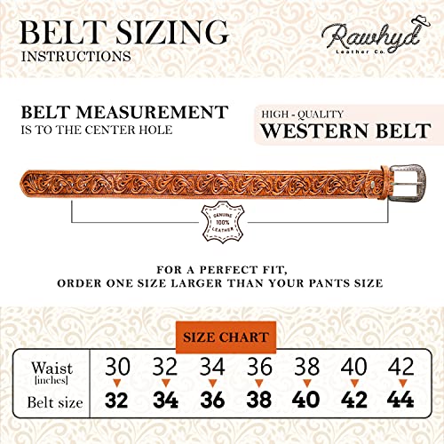 RAW HYD Full-Grain Men's Western Belts w/Buckle/Buckle Free - Robust Tooled Leather Belt - Versatile Western Belts for Men3