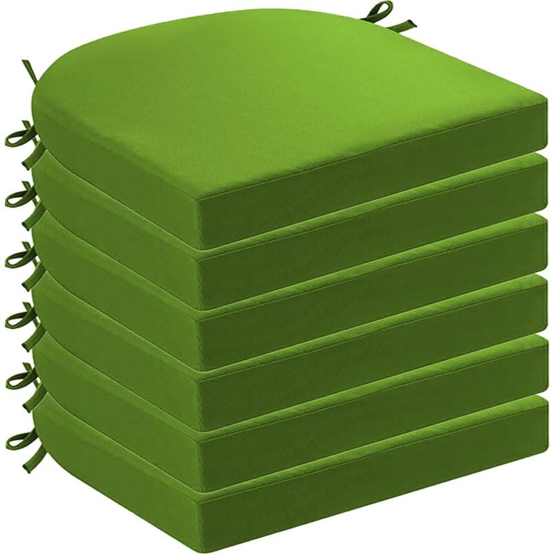 DOGACA Outdoor Chair Cushions Set of 2 4 6, Waterproof U-Shaped Seat Cushion with Ties & Zipper, Removable Washable Patio Chair Pads for Garden, Patio, Camp(17,6pcs:45 * 45 * 5cm)
