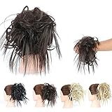 Tousled Updo Messy Bun Hair Piece Scrunchies Synthetic Wavy Bun Extensions Rubber Band Elastic Scrunchie Chignon Instant Ponytail Hairpiece for Women (4A)