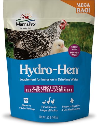 Manna Pro Hydro-Hen Poultry Electrolyte & Probiotic Supplement Hydration Support for Chickens Ducks Turkeys & Waterfowl 20 oz