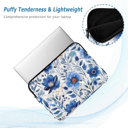 Funda para portátil 13-14 pulgadas con flores púrpuras y azules miniatura 5