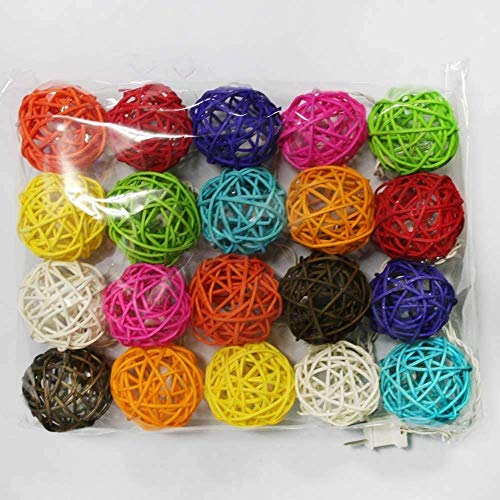 Image of KharidoLive 20 Lamps Rattan Ball 6cm Diameter Lights for Diwali Christmas Home Decoration (Warmwhite, Steady Lights, 4 Meter Long, 2 Pin Plug)