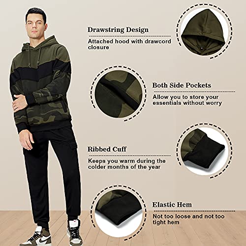 AOTORR Men’s Fleece Hoodie Pullover Casual Hooded Sweatshirt Contrast Color Top with Kanga Pocket - Image 5