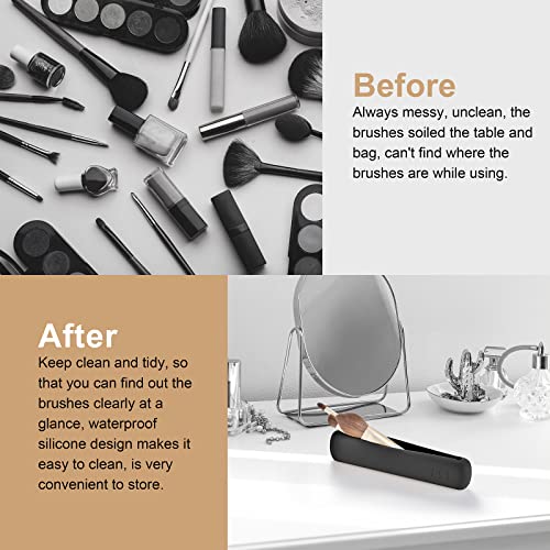 Makeup Brush Holder, Travel Essentials Makeup Brush Organizer, Silicone Cosmetic Make Up Bag Makeup Brush Cover Case For Travel Size Toiletries, Small Magnetic Travel Makeup Brush Holder For Women #TOP7