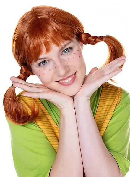Maskworld Pippi Langstrumpf Perücke Deluxe - rote Haare mit 2 Zöpfen - hochwertiges Kostüm-Zubehör für Karneval Halloween & Motto-Party