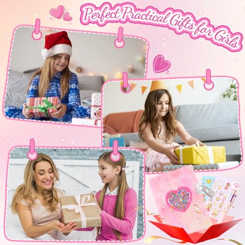 Image of Heart Diary with Lock, Gift for 8 9 10 Year Old Girl, Secret Diary Journal Notebook with Multicolored Pen, Stickers, Practical Gift for Birthday Easter (Tie-dye pink)