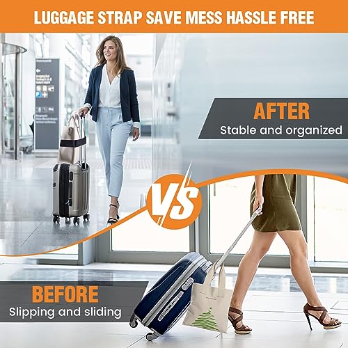 Image of Travel Belt for Luggage Over Handle, Safecube Luggage Strap for Carry On Bag, Elastic Luggage Belt Strap for Suitcases Add a Bag, Adjustable Luggage Bungee Straps, Securing Luggage for Travel