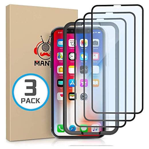MANTO 3-pack skärmskydd för iPhone 11 PRO härdat glas för iPhone Xs X 5,8 tum film heltäckande skydd kant till kantskydd, svart