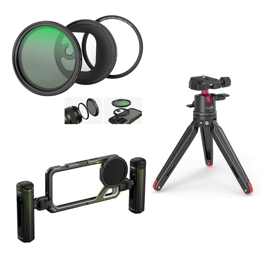 Bundle: SmallRig 67mm Magnetic Variable ND Filter Kit 4724+SmallRig x Brandon Li Mobile Video Kit for iPhone 15 Pro Max 4407+Mini Tripod for Camera Phone BUT2664